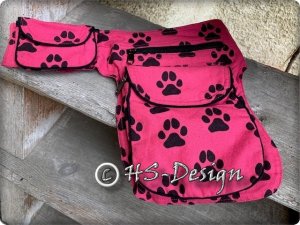 Seitentasche pink schwarze Pfoten L