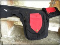 Seitentasche schwarz Tasche rot groß L